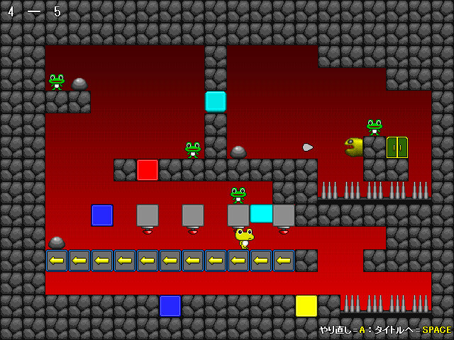 能力の使い分けと、障害物の活用が攻略のポイント。1ステージは数十秒から数分でクリアできる程度なので、気軽に色々な手を試して攻略法を探ろう