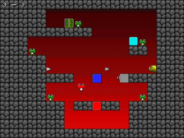 能力の使い分けと、障害物の活用が攻略のポイント。1ステージは数十秒から数分でクリアできる程度なので、気軽に色々な手を試して攻略法を探ろう