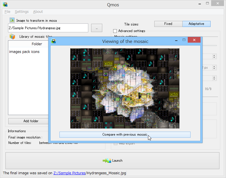 プレビュー画面。［Launch］ボタンを押すと表示される