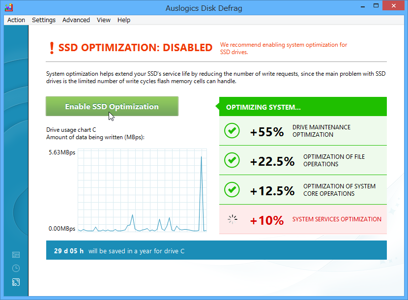 WindowsのSSD関連設定を最適化する機能