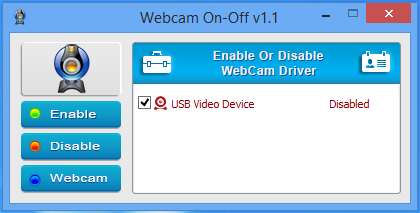 Webカメラを無効化した状態