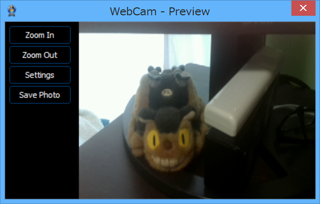 Webカメラのプレビュー機能