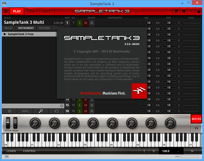 「SampleTank 3 Free」v3.3.0