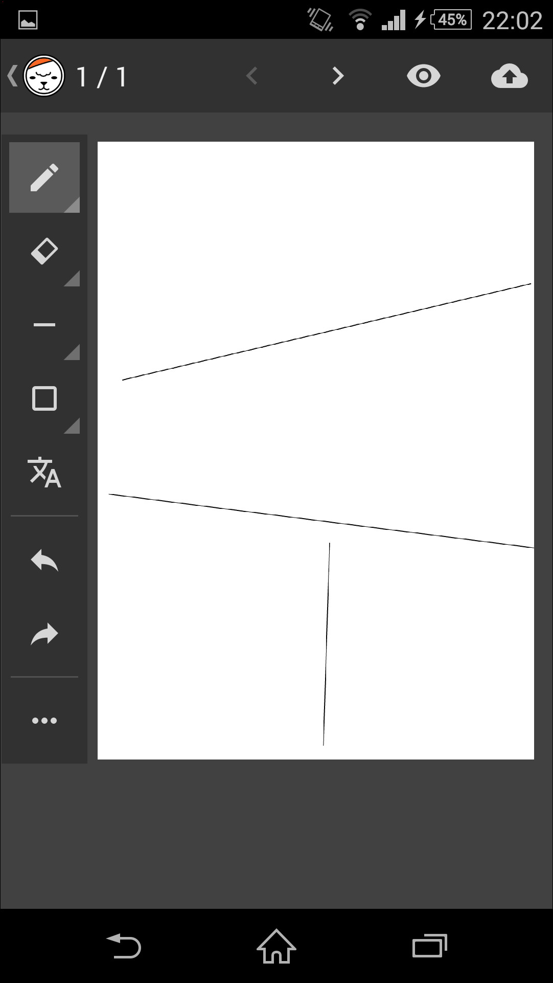ツールバーでペン・直線・長方形・消しゴムツールを選択して描画できる