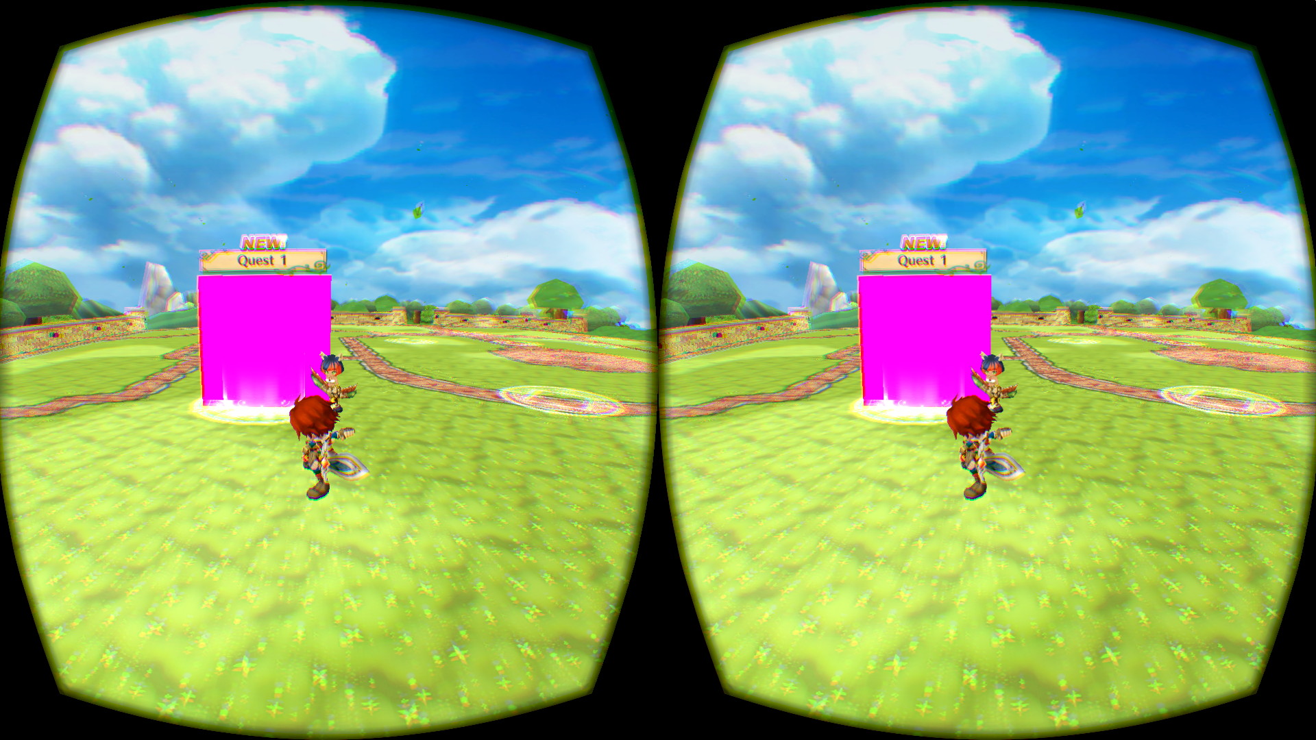 ロビー。歩く練習などもここでできる。それぞれのオブジェクトに触れるとステージやキャラクターの選択画面に移動できる