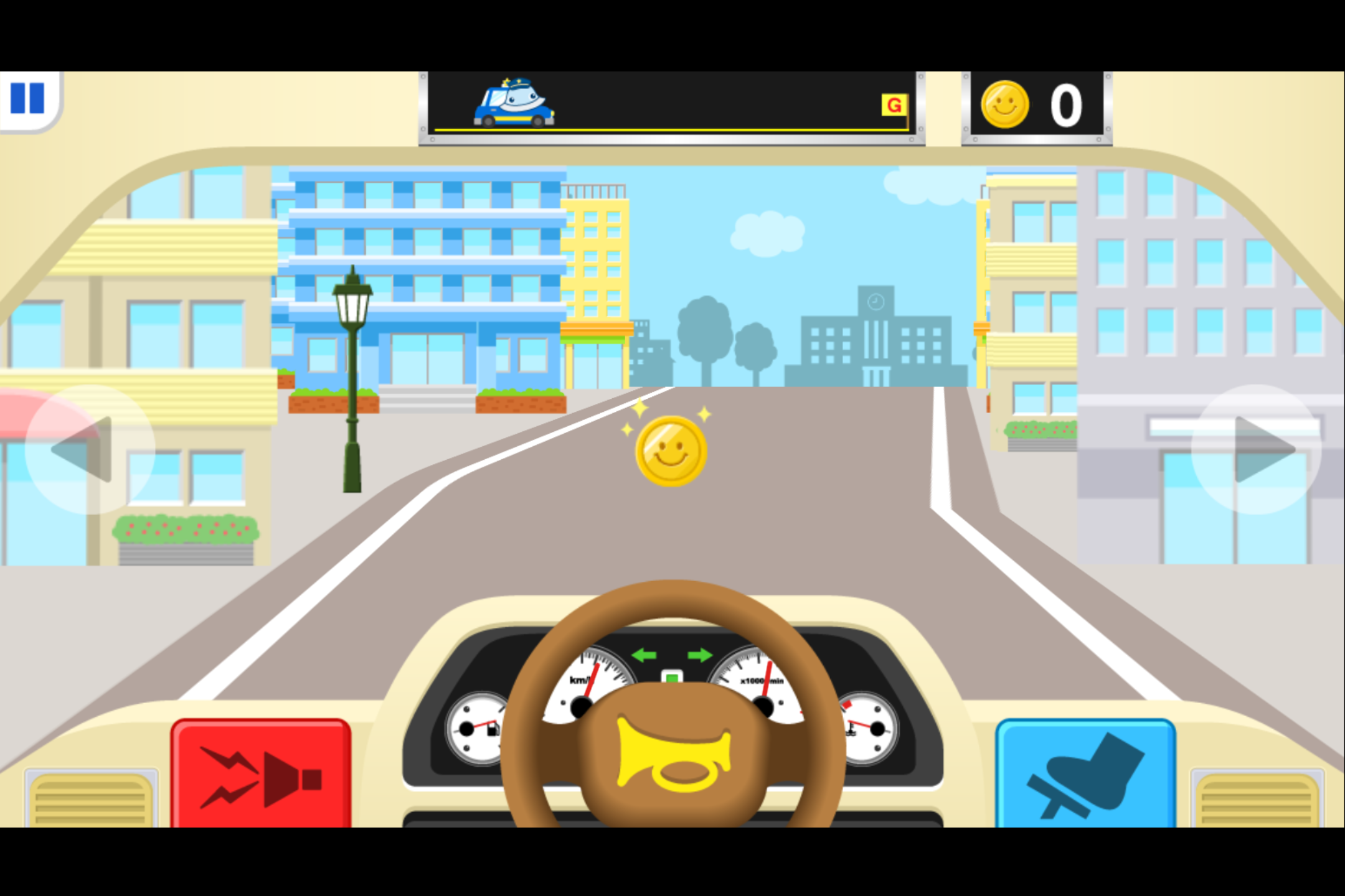 画面をタッチしたり、端末を傾けてクルマを操作