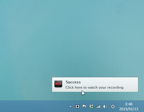 スクリーンキャストが“recordit.co”へ自動アップロードされ、その公開リンクがクリップボードへコピーされる