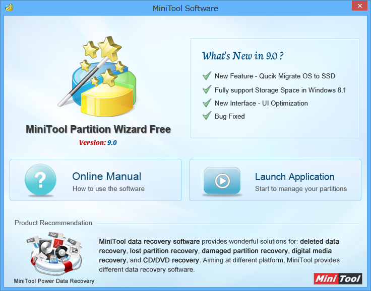 「MiniTool Partition Wizard Free Edition」v9.0