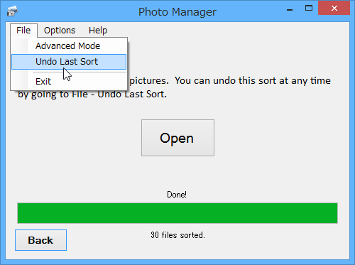 振り分け処理を巻き戻す（アンドゥする）ことも可能