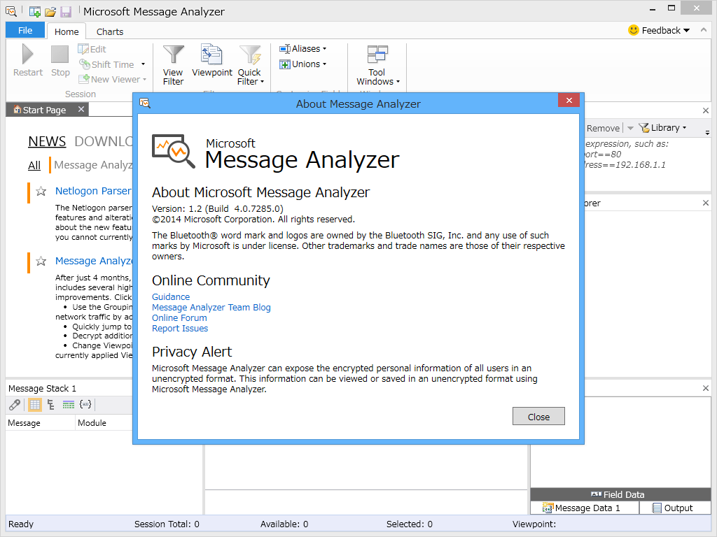「Microsoft Message Analyzer」v1.2