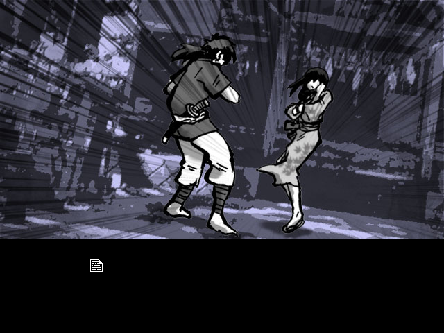 イラストの連続と効果音のみで描き出されるシーンも