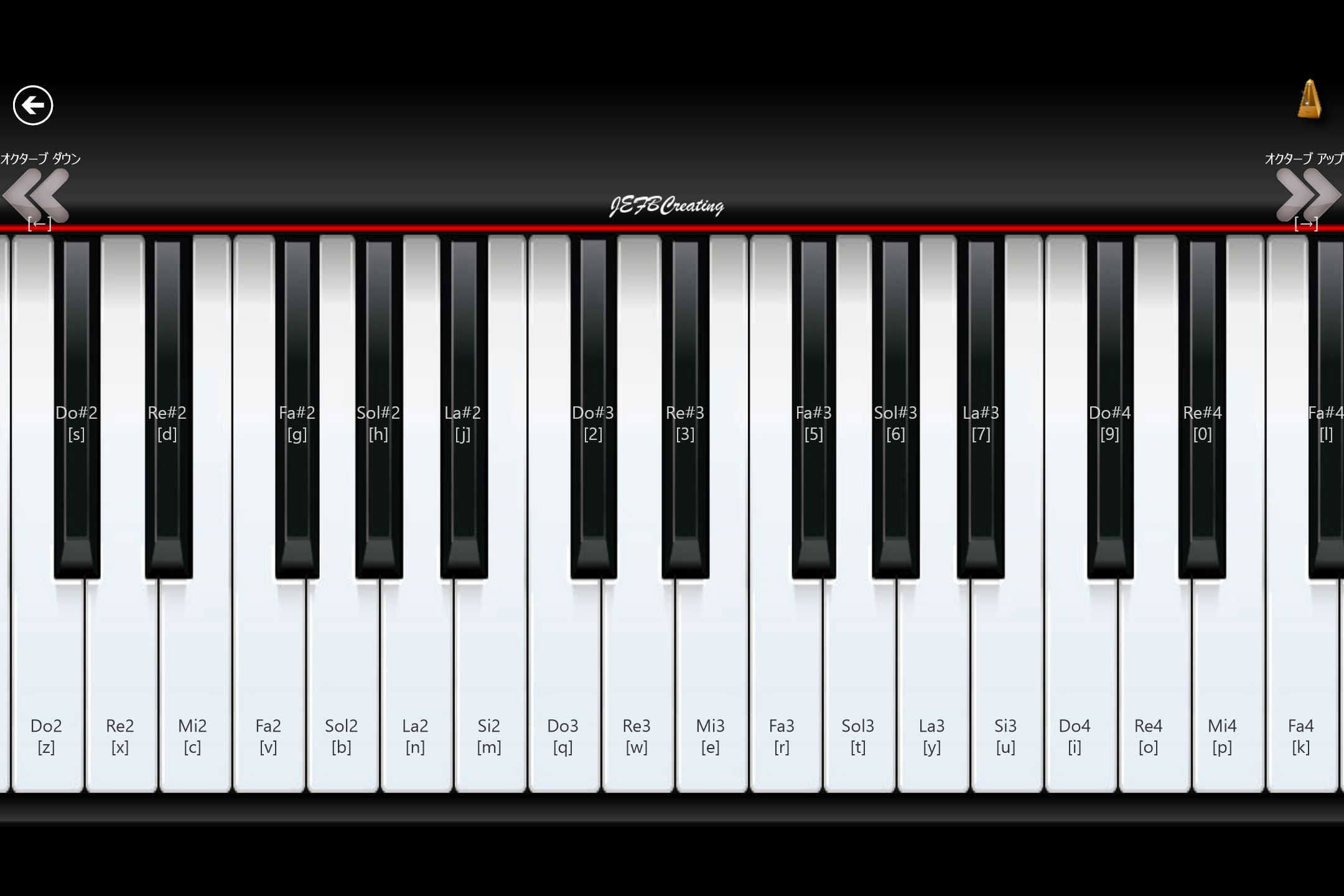 鍵盤の音名を欧州式（イタリア式）の表記に切り替えることも