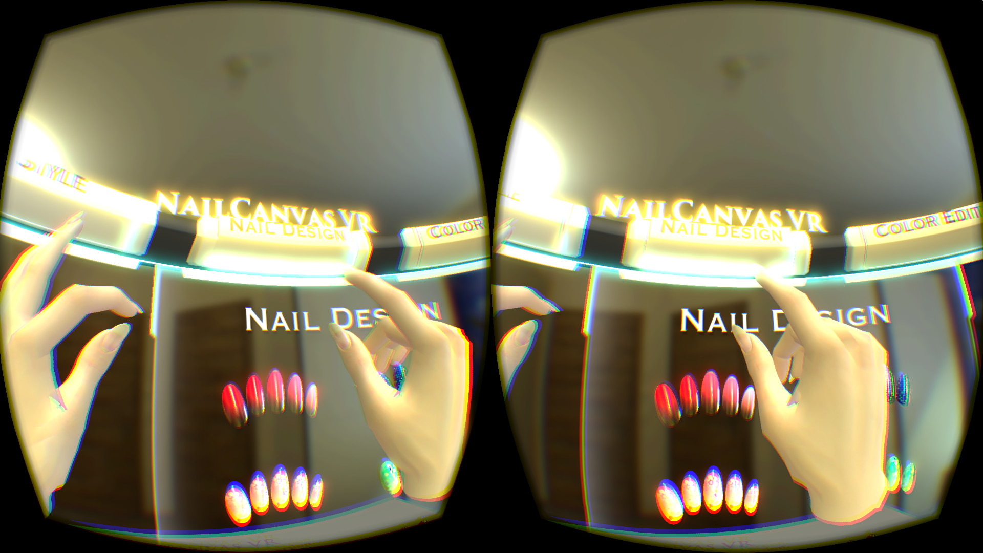 白いパネルがインターフェイス。指でタッチするとメニューが開く。近未来的でテンションが上がる！