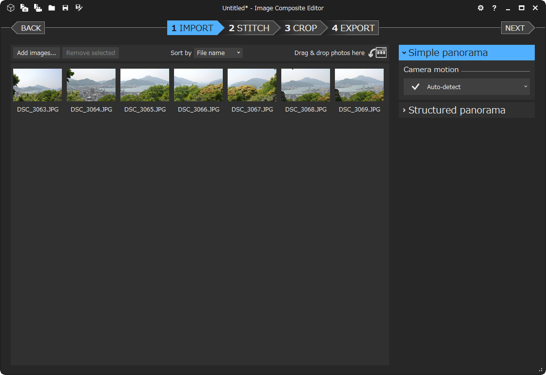 画像を選択する“Import”