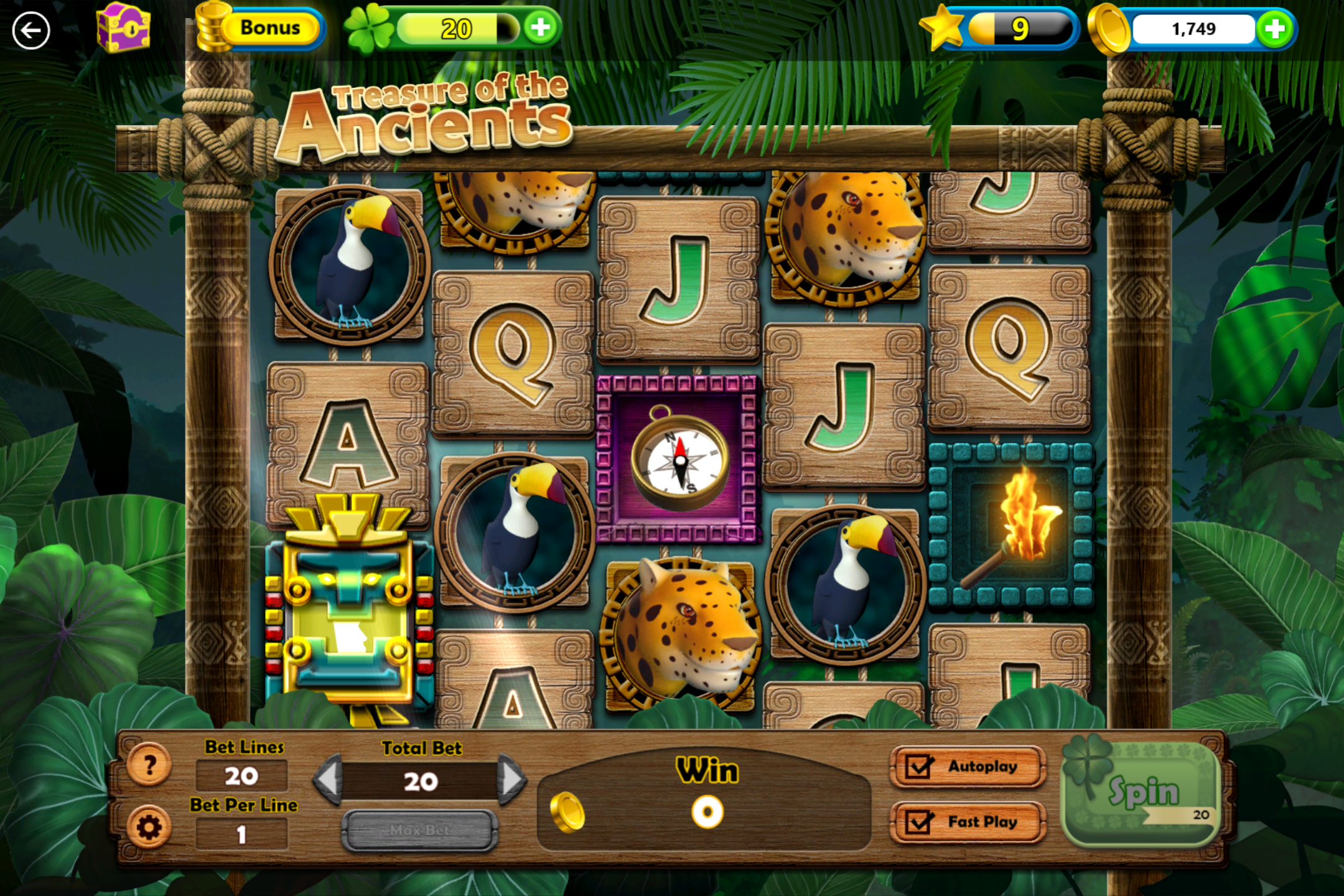 掛け金を設定して［Spin］ボタンを押し、スロットを回す