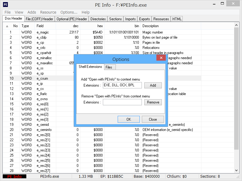 エクスプローラーの右クリックメニューに本ソフトを呼び出すオプションを追加