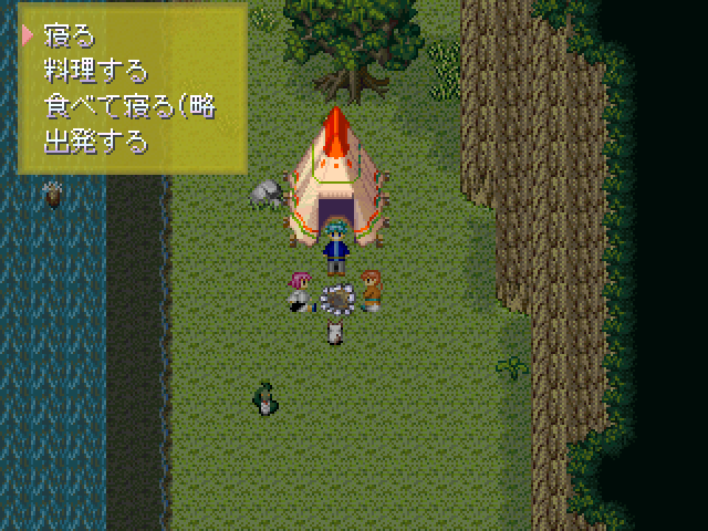 フィールドではテントを張ることでHPとMPの回復ができる