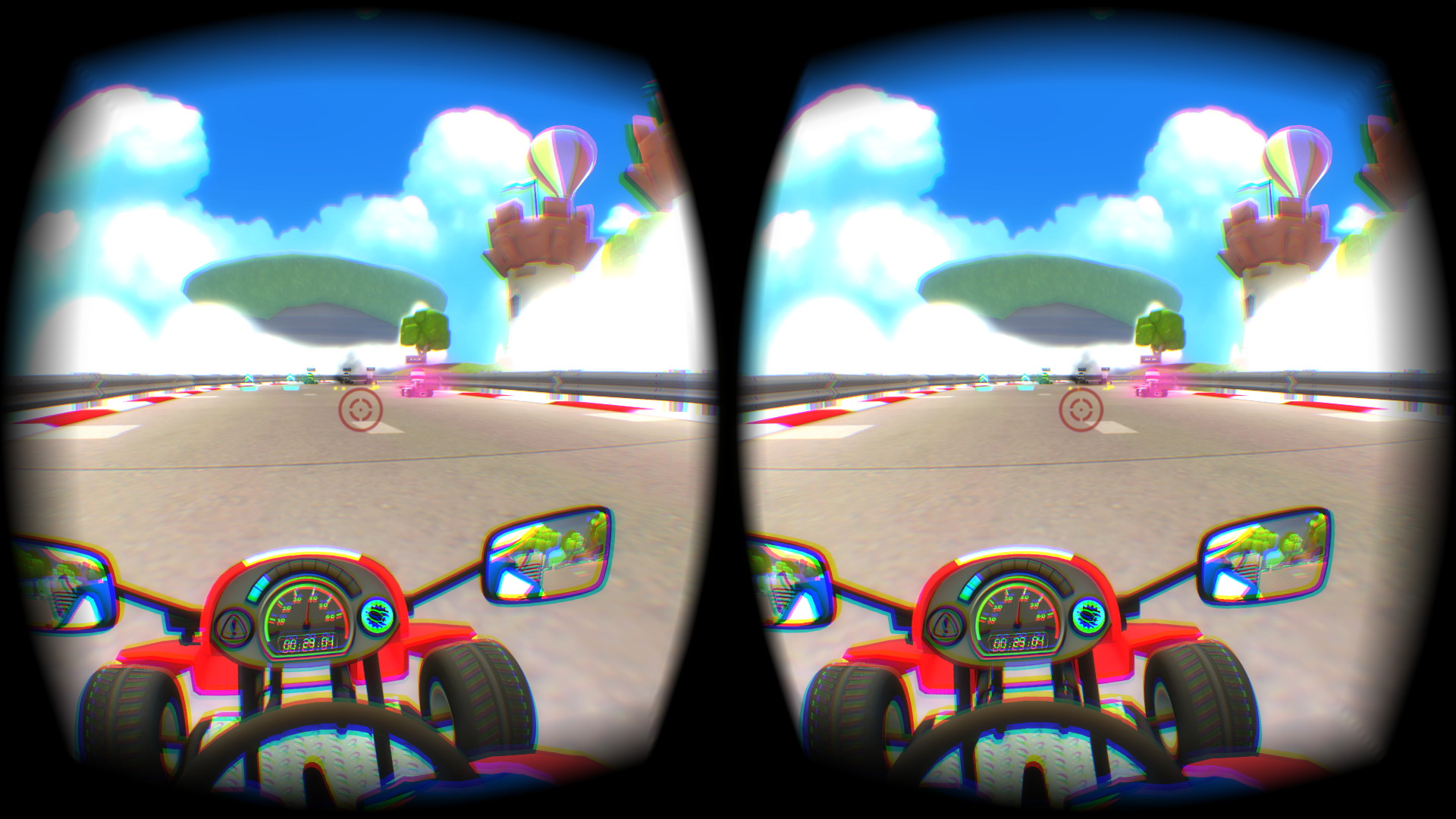 爆弾を使用するところ。運転しながら頭を動かして照準を合わせるのは新感覚だ