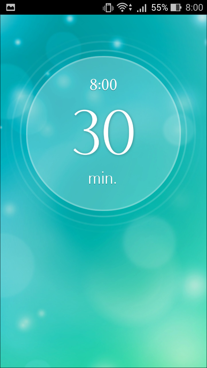 指定したタイミングになると、音声と画面表示で残り時間が通知される