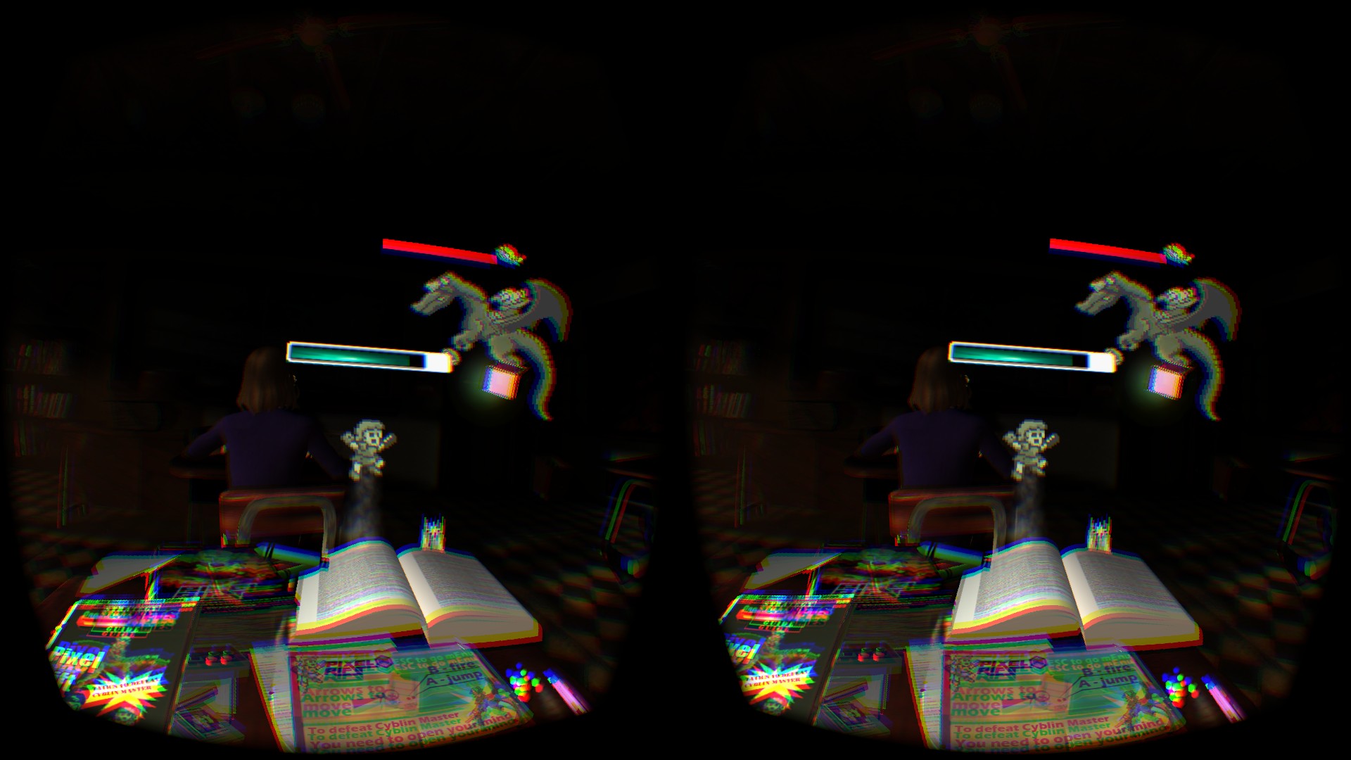 飛び出してきた画面。飛んでも弾が届かない。他に攻撃手段は……