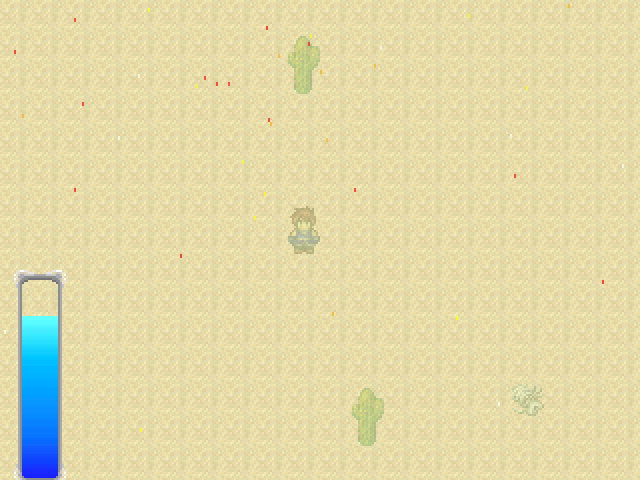 本作最大の難所と言える砂漠越えのフィールドギミック。敵にエンカウントすると戦闘後にフィールドの向きが回転するため、周囲の地形を覚えておき方角を把握する必要がある。時間制限あり