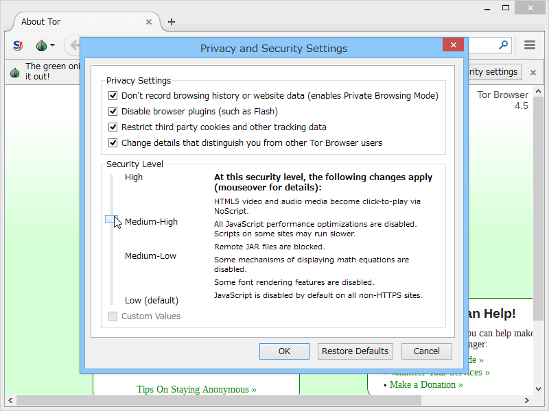 セキュリティレベルをスライダーで簡単に調整できる“Security Slider”