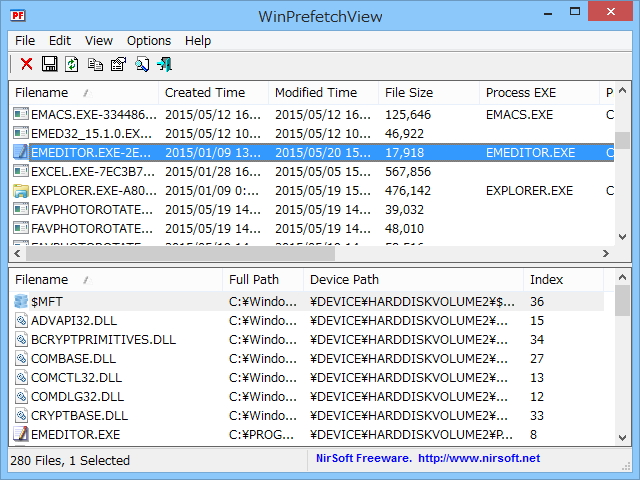 「WinPrefetchView」v1.30