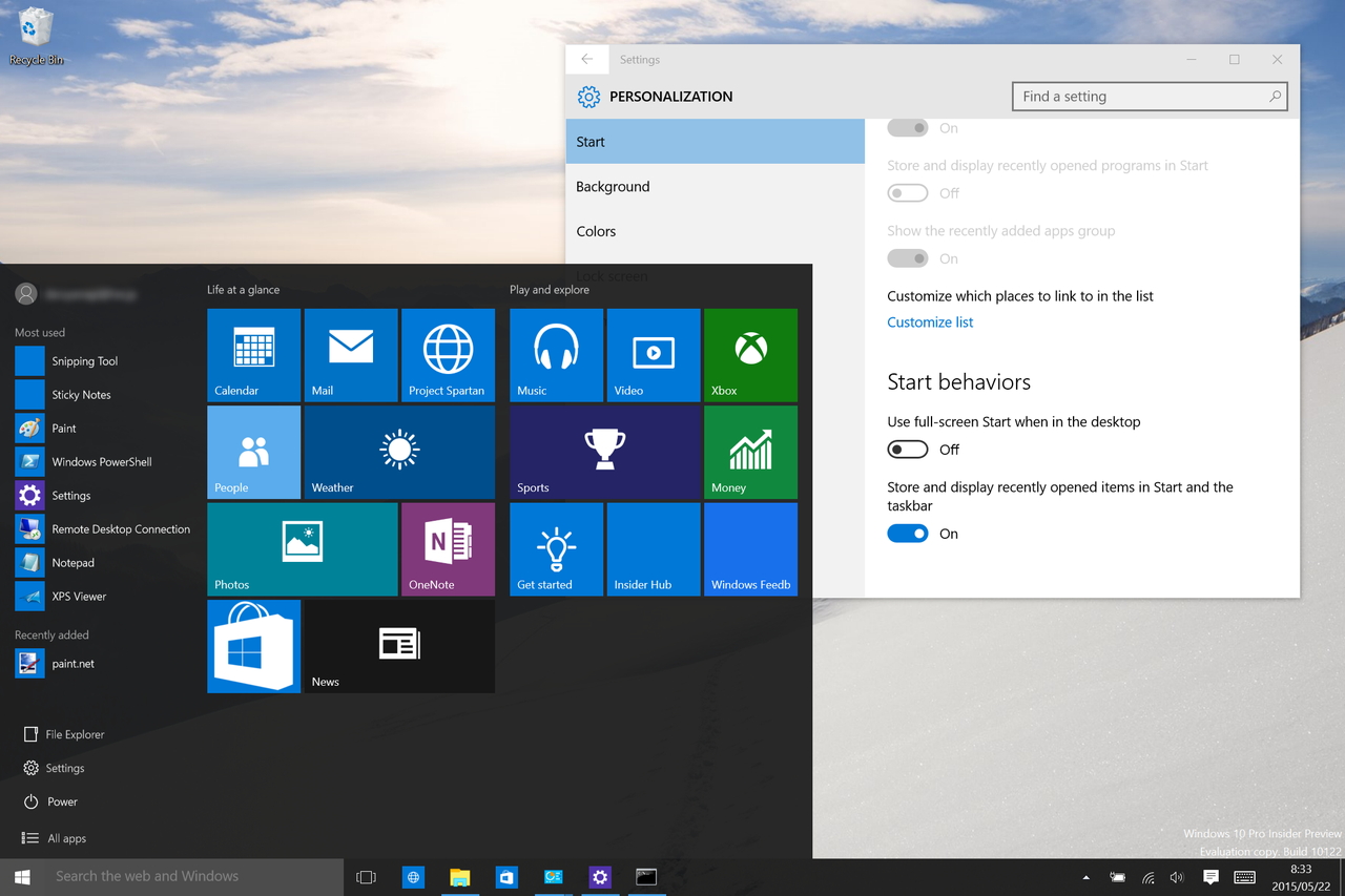 “スタート”メニュー