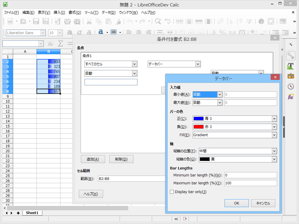 「Calc」では条件付き書式機能が強化