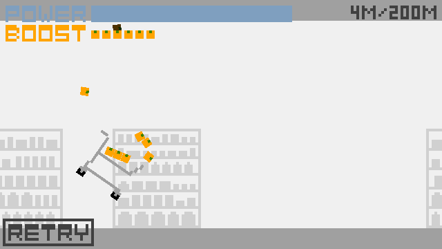カートに載せたオレンジを消費し、加速とジャンプをする。動き出しの際にオレンジをこぼさないようにしつつ、できるだけ強く加速したい