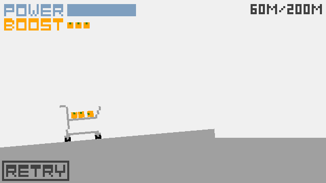 カートに載せたオレンジを消費し、加速とジャンプをする。動き出しの際にオレンジをこぼさないようにしつつ、できるだけ強く加速したい