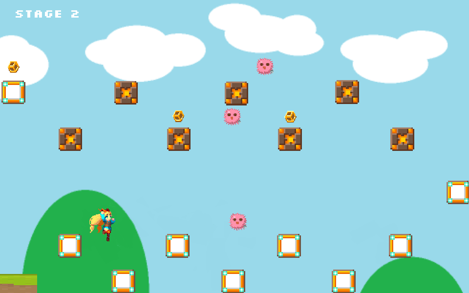 ユニティちゃんがコイン集めに挑戦。さまざまな仕掛けをひたすら避けて進んでいく