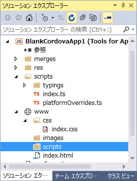 ソリューションエクスプローラーにはHTMLファイルやCSSファイルが並ぶ