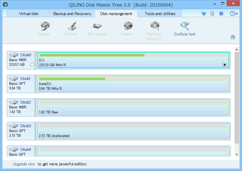 ［Disk management］タブ