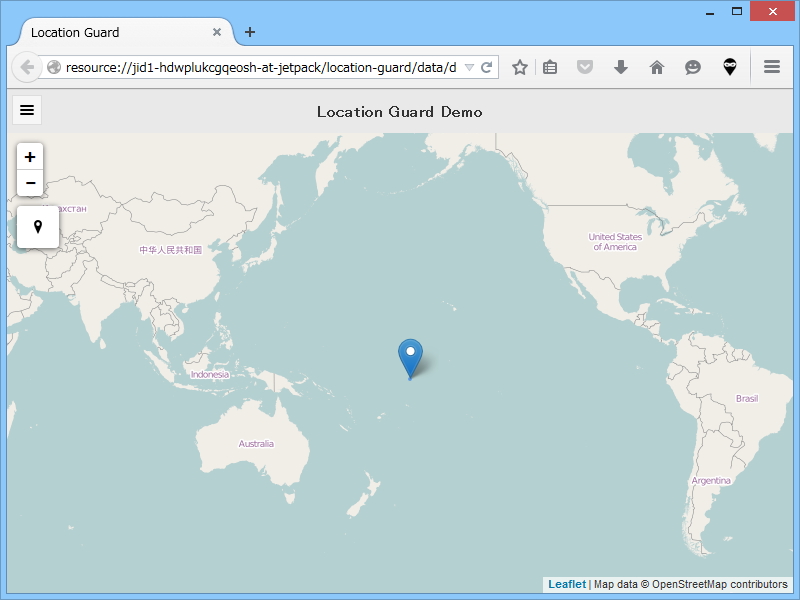 “Use fixed location”レベルを指定すると、筆者の環境ではキリバスのとある環礁が現在地として表示された