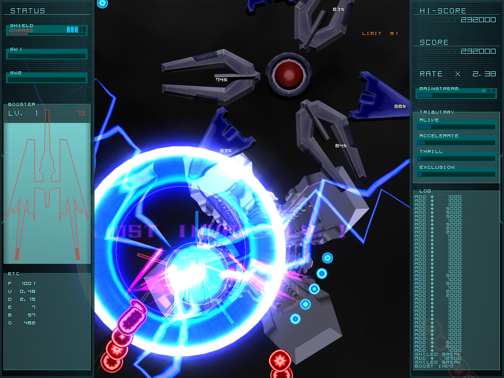 ショットとブレードを使い分けて戦う。ブレードの方が高威力なので、なるべくうまく接近してブレードで倒していきたい