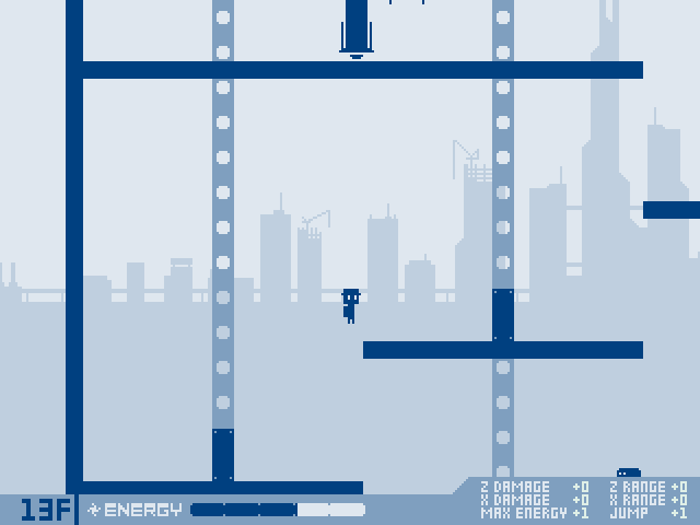 目的はただ上を目指すだけ。見た目はレトロなテイストだが、ゲームは慣性などが物理計算されていてモダンな印象