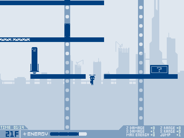 目的はただ上を目指すだけ。見た目はレトロなテイストだが、ゲームは慣性などが物理計算されていてモダンな印象