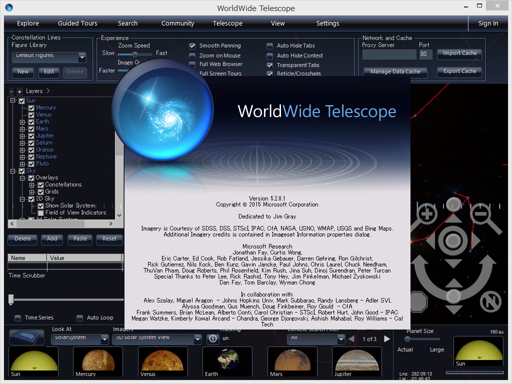 「WorldWide Telescope」v5.2.8.1