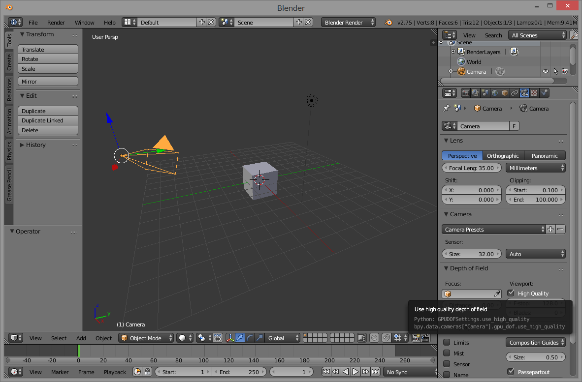 「Blender」v2.75