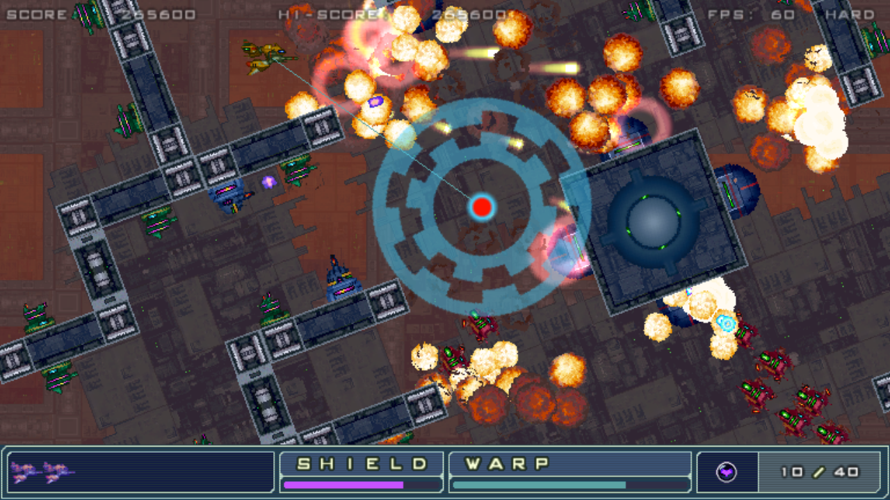 ワープとショットを巧みに使い分けて進んでいく