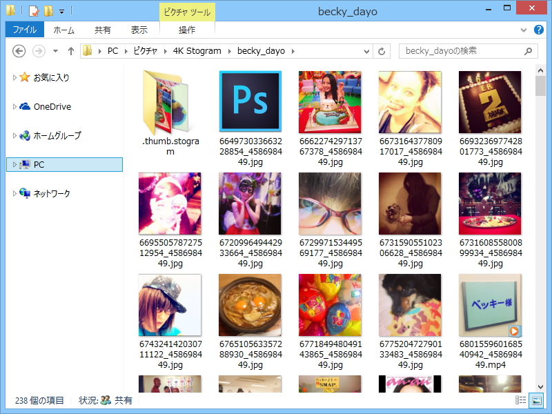 ダウンロードされたメディアファイルが保存されているフォルダーへアクセス。ダウンロードされたメディアファイルはアカウントごとにフォルダー分けされた上で保存されている