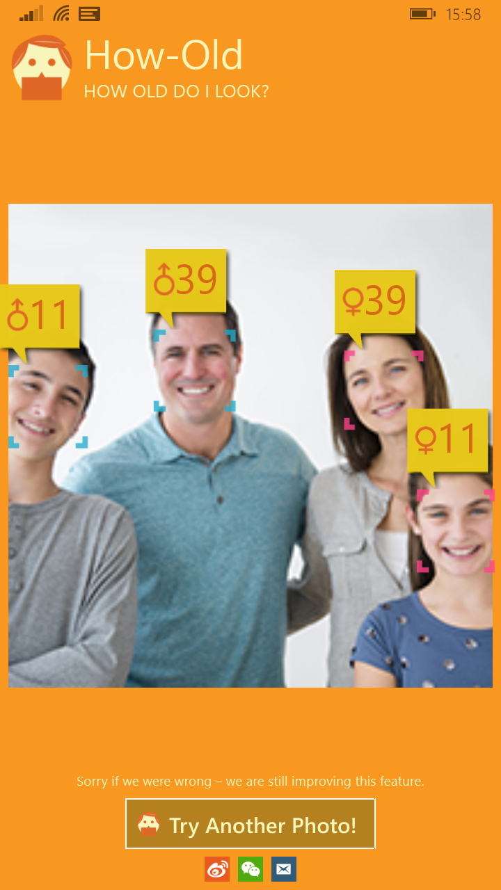 写真に写っている人の性別と年齢を判定して吹き出し表示