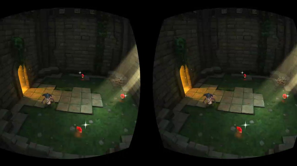 ダンジョンを探索する主人公。宝石はまるでルピーのようだ