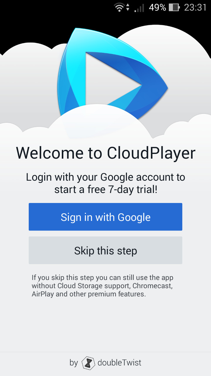 Googleアカウントでログインすると、全機能を7日間無償試用できる