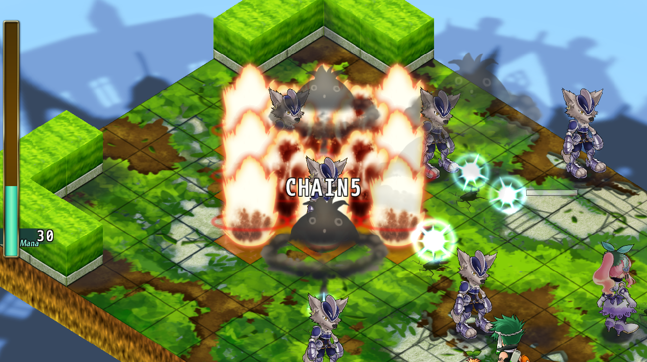 ボニョンの爆発に他のボニョンを巻き込むと誘爆。多数のボニョンを巻き込むと大変なことになる