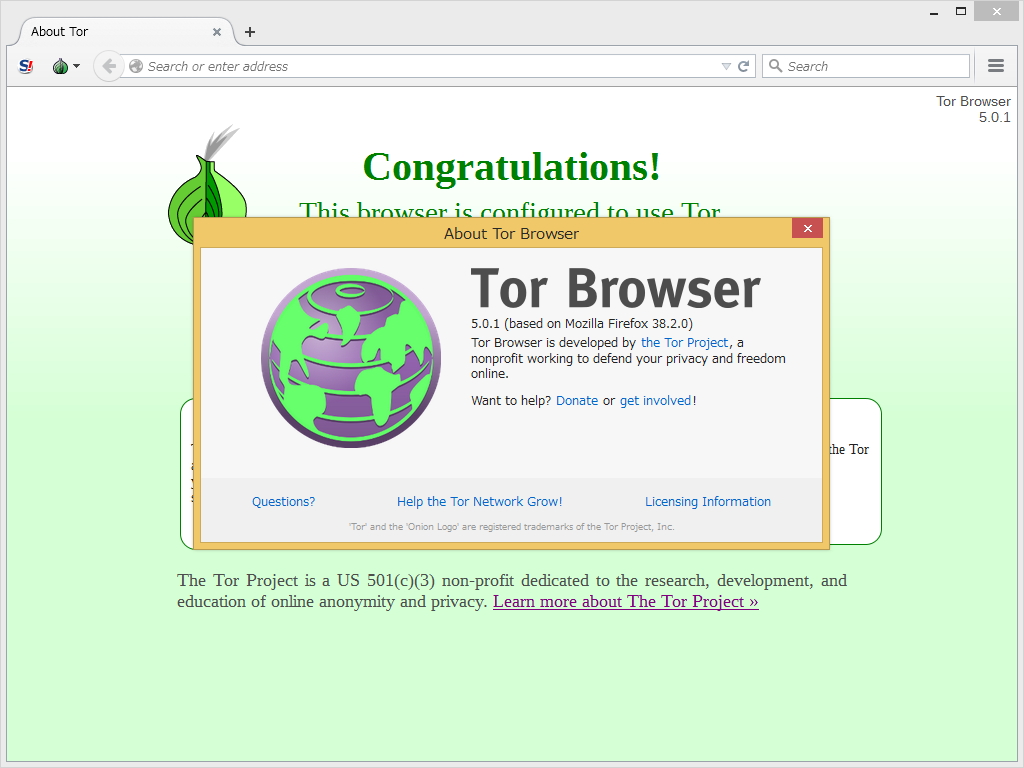 「Tor Browser」v5.0.1