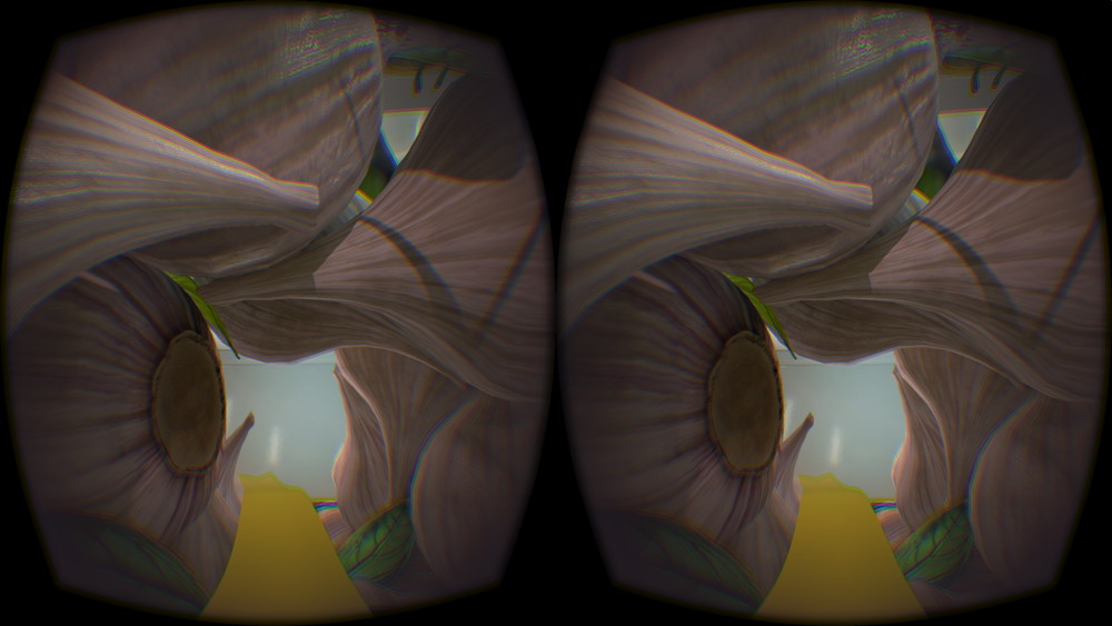 ニンニクのアーチををくぐる