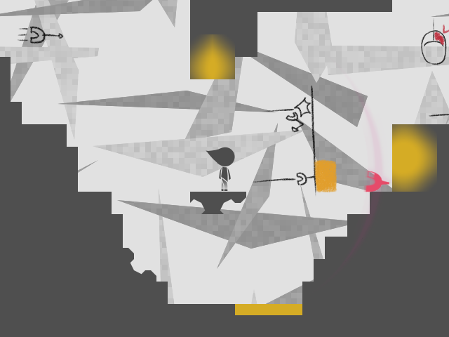 磁石の矢を使ってあちこちに移動し、“愛”を集めながらゴールを目指す