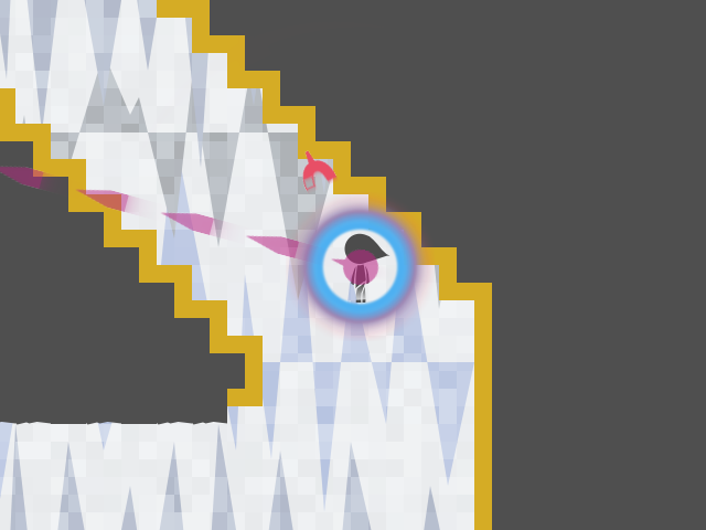 磁石の矢を使ってあちこちに移動し、“愛”を集めながらゴールを目指す